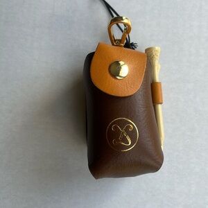 Italian Leather Golf Ball & Tee Holder with Belt or Golf Bag Attachments